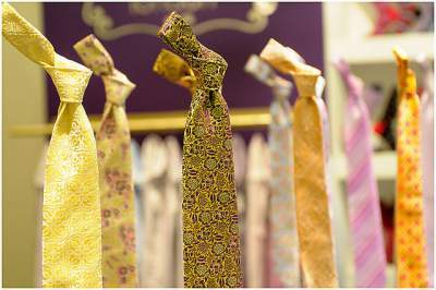 Ties on display at Pitti Uomo, Florence