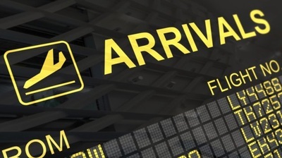 Airport arrivals display board