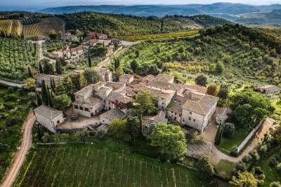 aerial view of Castello di Ama, Gaiole in Chianti
